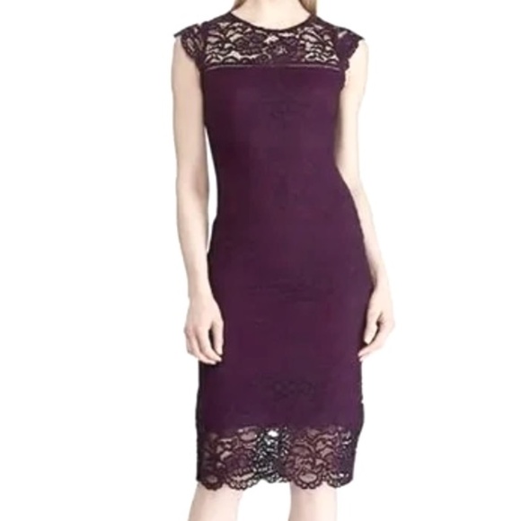 Lauren Ralph Lauren Dresses & Skirts - RALPH LAUREN Lace Overlay Sheath Dress - Purple Size 4